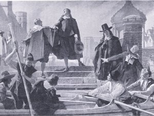 Flucht der fünf Mitglieder, Illustration aus The History of the British People, veröffentlicht von Waverley, ca. 1940 (Lithografie) von John Seymour Lucas