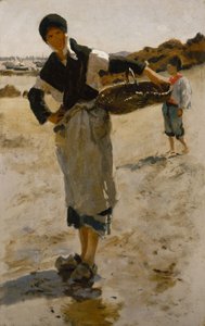 Bretonische Frau mit einem Korb, Skizze für Austernsammelnde von Cancale