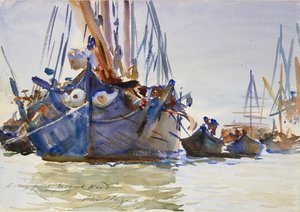 Italienische Segelschiffe vor Anker, ca. 1904-1907 von John Singer Sargent