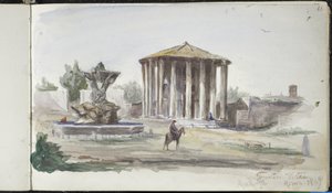 Landschaft mit Figuren, Templum Vestas, Rom, 9. April 1869