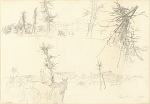 Soldaten in einer verwüsteten Landschaft [recto], 1918