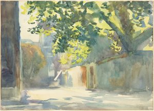 Sonnenbeschienene Wand unter einem Baum von John Singer Sargent