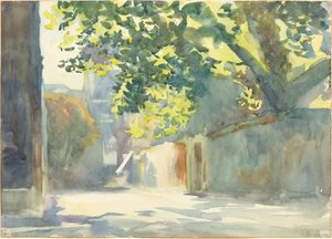 Sonnenbeschienene Wand unter einem Baum von John Singer Sargent