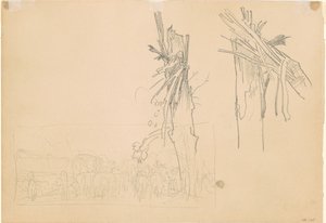 Zwei zerbrochene Bäume; und Studie für "Die Straße" [verso] von John Singer Sargent