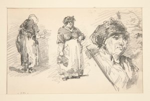 Zwei stehende Figuren und ein Kopf von John Singer Sargent