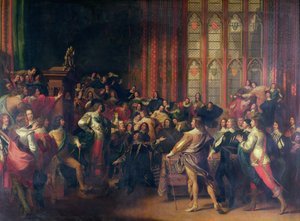 Karl I. fordert die fünf Mitglieder im Unterhaus, 1642