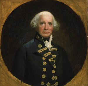 Porträt von Admiral Richard Howe (1726-1799), erster Earl of Howe, Kommandant der Kanalflotte 1794, er nahm an den Französischen Revolutionskriegen (1793-1802) vor der Küste von Ouessant (Frankreich) teil