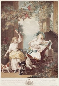 Prinzessinnen Mary (1776-1857), Sophia (1777-1848) und Amelia (1783-1810), Töchter von George III, graviert von Francesco Bartolozzi (1727-1815) von John Singleton Copley