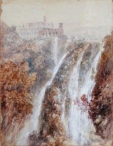 Landschaft mit Wasserfall