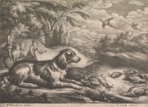 Jagdhund und Fasane