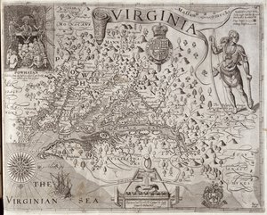 Karte von Virginia, entdeckt und beschrieben von Captain John Smith, graviert von William Hole