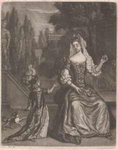 Mutter und Kind auf einer Terrasse von John Smith