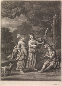 Pastorale Szene mit einem Schalmei-Spieler