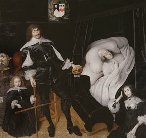 Sir Thomas Aston am Sterbebett seiner Frau von John Souch