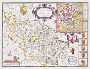 The West Ridinge of Yorkeshyre, graviert von Jodocus Hondius (1563-1612) aus John Speed