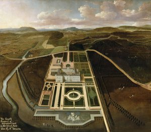 Südansicht von Hampton Court, Herefordshire, ca. 1705