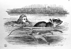 Alice im Wunderland von Lewis Carroll (E. Dodgson). Illustration der Erstausgabe von Tenniel von John Tenniel