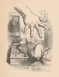 Alice streckt ihre Hand zum Weißen Kaninchen aus, 1889