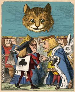 Die Grinsekatze schaut auf den Roten König und die Rote Königin, die streiten, 1889 von John Tenniel