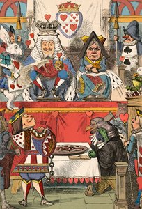Der König und die Königin der Herzen im Gericht, 1889 von John Tenniel