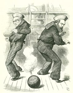 Die lebende Granate: Salisburys (rechts) Regierung trat im Januar zurück, gefolgt im Februar von der dritten Gladstone (links) Regierung. Keiner der Politiker freute sich darauf, sich mit den Problemen Irlands zu befassen. John Tenniel Karikatur aus Punch, von John Tenniel