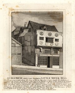 Ein altes Tudor-Haus auf Little Tower Hill, London