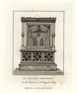Altes Denkmal im Chor von St. Mary le Savoy (jetzt die Savoy Chapel) von John Thomas Smith