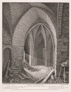 Östlicher Eingang zur Zelle im Südwestturm des Tower of London von John Thomas Smith