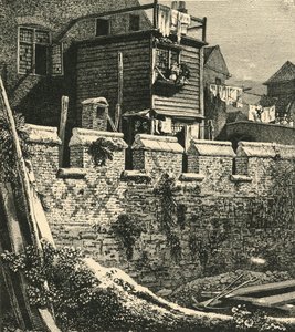 Fragment der Londoner Mauer bei St. Giles, Cripplegate, 1812 von John Thomas Smith