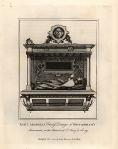 Grabfigur oder Lady Arabella, Gräfin Witwe von Nottingham, im Chor von St. Mary le Savoy von John Thomas Smith