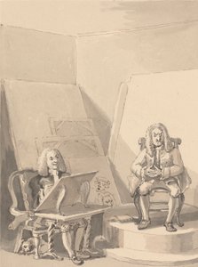 Hogarth Fertigt ein Porträt von H. Fielding für einen Buchhändler an, aus den Zügen von Garrick, der sich eine der Perücken des Autors für diesen Zweck ausgeliehen hat, da es kein echtes Porträt von ihm gibt von John Thomas Smith