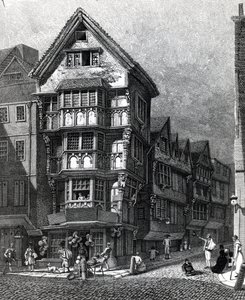 Häuser, die kürzlich an der West Ecke der Chancery Lane, Fleet Street standen, veröffentlicht 1812 von John Thomas Smith