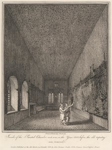 Im Painted Chamber, wie es im Jahr 1800 war, bevor der alte Wandteppich entfernt wurde von John Thomas Smith