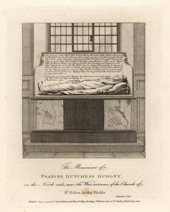 Denkmal von Lady Frances Kniveton, Herzogin von Dudley, Ehefrau von Sir Gilbert Kniveton, in der Kirche St. Giles in the Fields