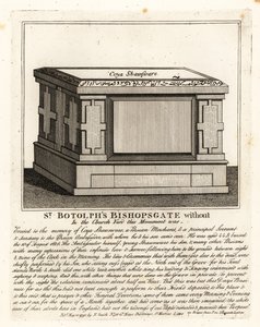 Muslimisches Grabdenkmal im Altarstil für Coya Shawsware oder Khwaja Shahsuwar (1582-1626), einen Kaufmann und Sekretär von Nogdi Beg, dem persischen Botschafter, ehemals in St Botolphs, Bishopsgate von John Thomas Smith