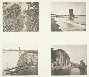 Eine Landstraße in der Nähe von Taiwanfu, ein Katamaran, Kettenpumpen, Felsinschriften, Amoy von John Thomson