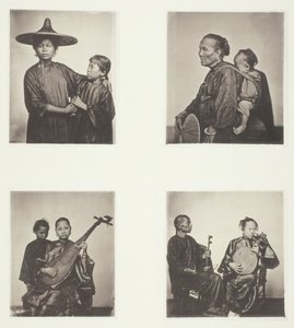 Bootsmädchen, eine Kanton-Bootsfrau und Kind, Musiker von John Thomson