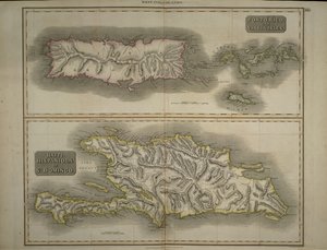 Porto Rico und Jungferninseln: Haiti, Hispaniola oder St. Domingo, 1817 (handkolorierte Gravur)