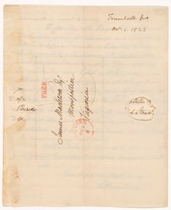 Brief von John Trumbull (1756-1843) an Präsident Madison vom 1. Okt. 1823
