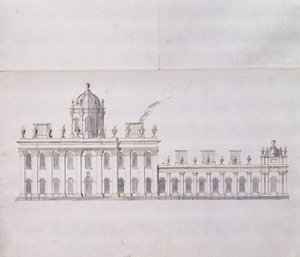 Schloss Howard, Yorkshire: Eine schematische Bleistiftskizze, die die Entwicklung der Vorhof-Flügel zeigt, ca. 1699