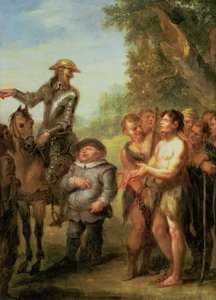 Don Quijote befreit die Galeerensklaven, aus Cervantes Don Quijote