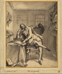 Don Quixote in seinem Arbeitszimmer von John Vanderbanck