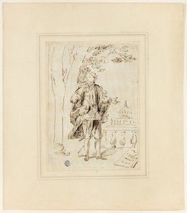 Ganzkörperporträt eines Mannes, der neben einer Balustrade steht von John Vanderbank