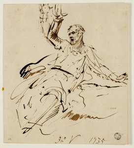 Sitzende männliche Figur mit erhobenem Arm von John Vanderbank