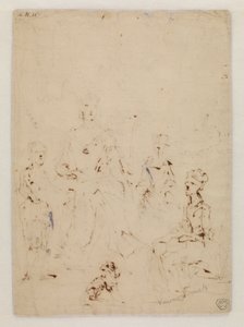 Skizze für eine Familienporträtgruppe, verso von John Vanderbank