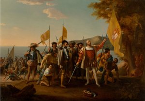 Die Landung von Kolumbus, zweite Hälfte des 19. Jahrhunderts von John Vanderlyn after