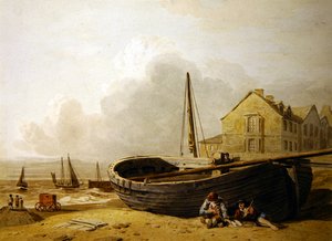 Ein Fischerboot am Strand von Hastings