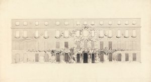 Architektonische Zeichnung eines Gebäudes mit astrologischen Symbolen von John Varley