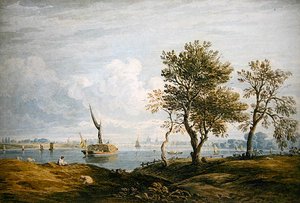 Battersea vom Ufer der Themse von John Varley