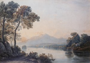 Figuren mit einem Hund am Ufer des Lake Killarney